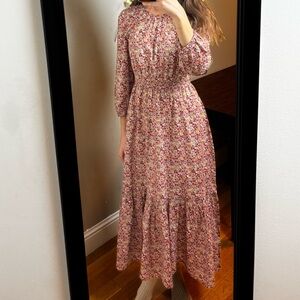 Handmade Modest Floral Midi Dress crew neck Liberty print 100% cotton